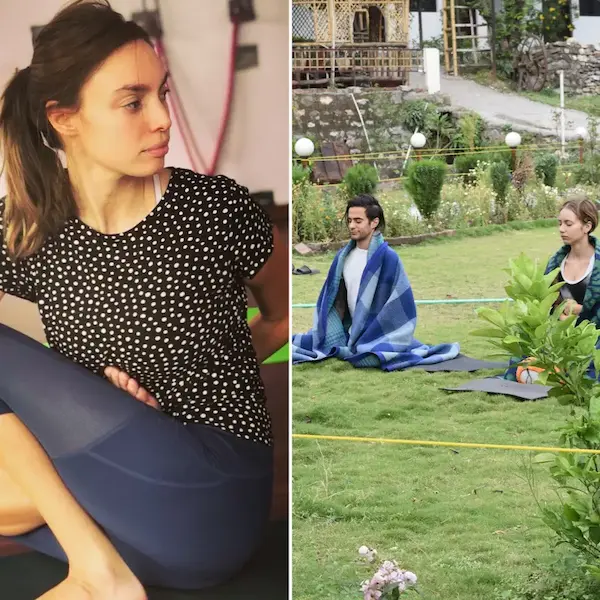 Students meditating at Raj Yoga Rishikesh campus